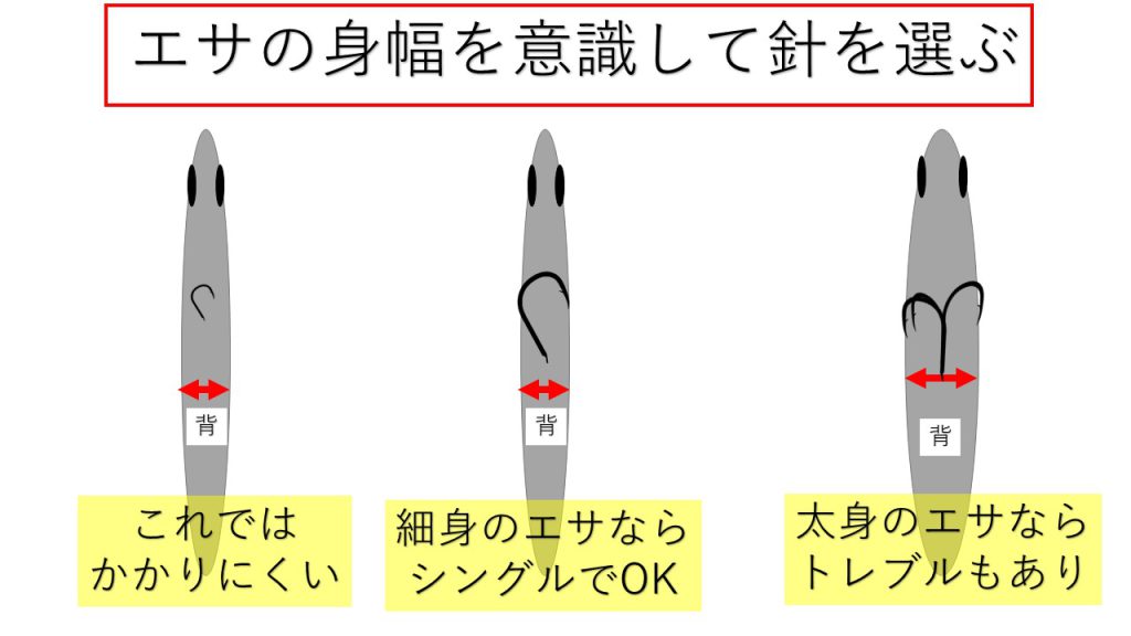 エサの身幅と針の大きさ